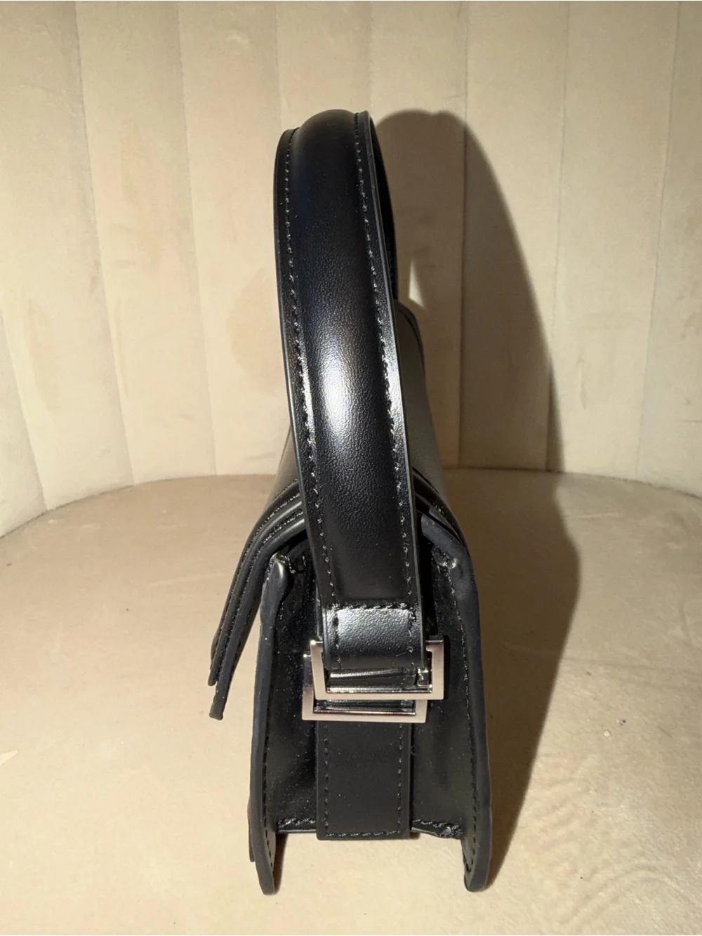 Zara Black Structured Shoulder Bag with Top Handle